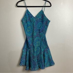 Victoria's Secret gold slip chemise medium paisley tapestry turquoise purple Y2K